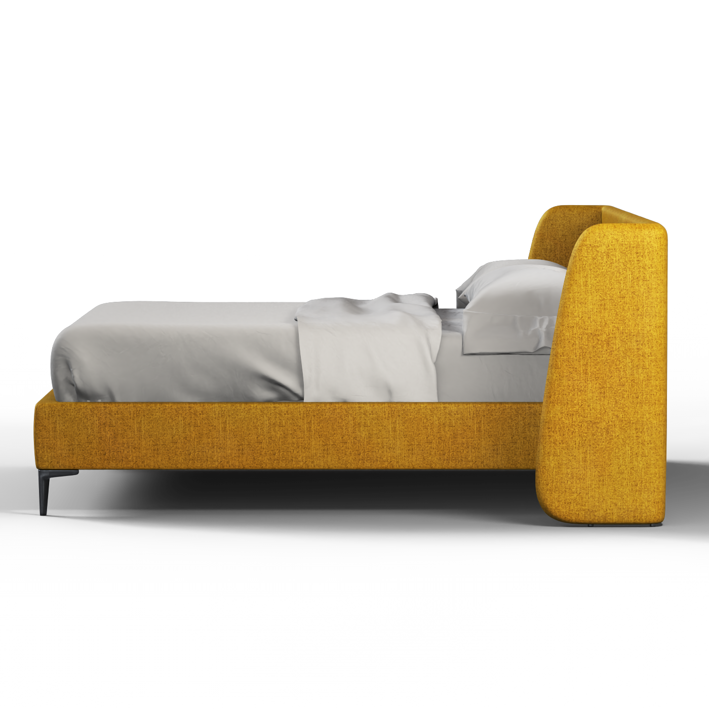 Abbey Uphlostered Bed with Structured Headboard and Refined Lines