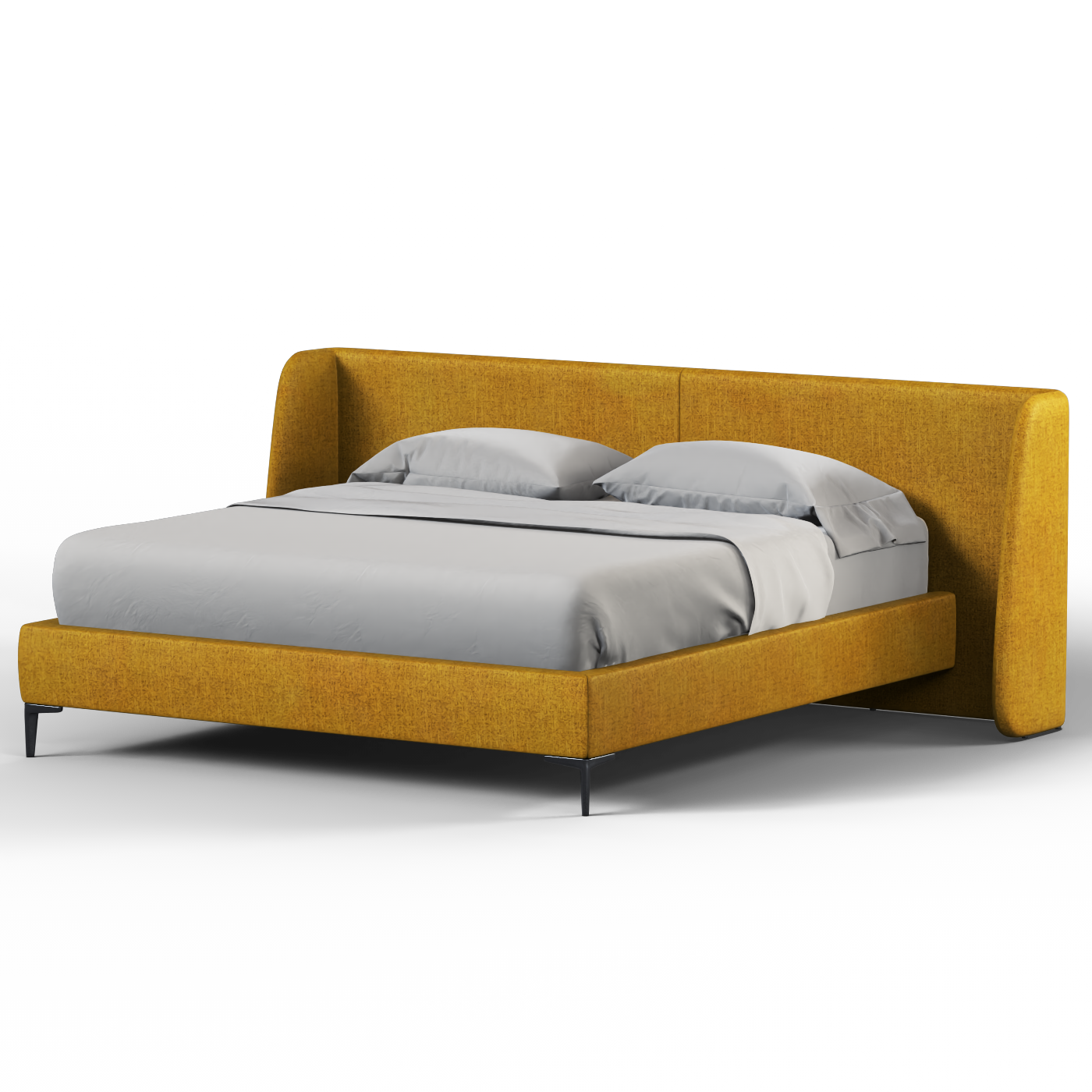 Abbey Uphlostered Bed with Structured Headboard and Refined Lines
