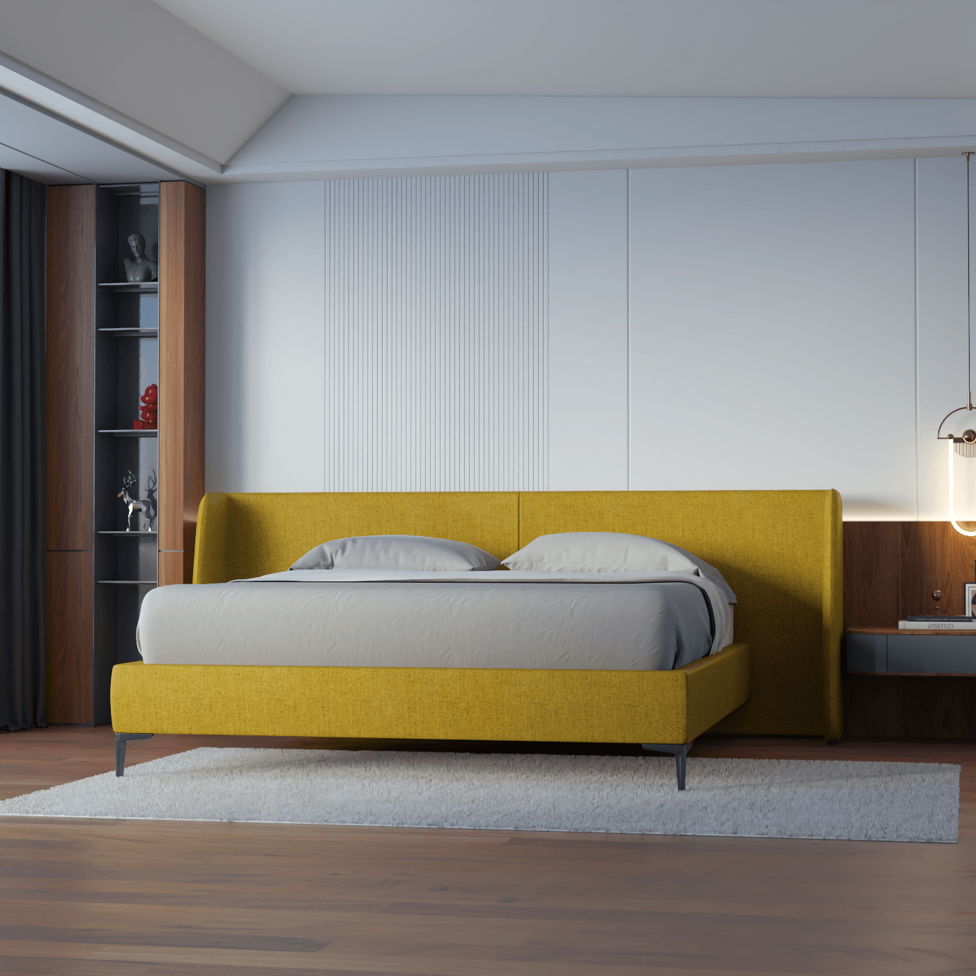 Abbey Uphlostered Bed with Structured Headboard and Refined Lines