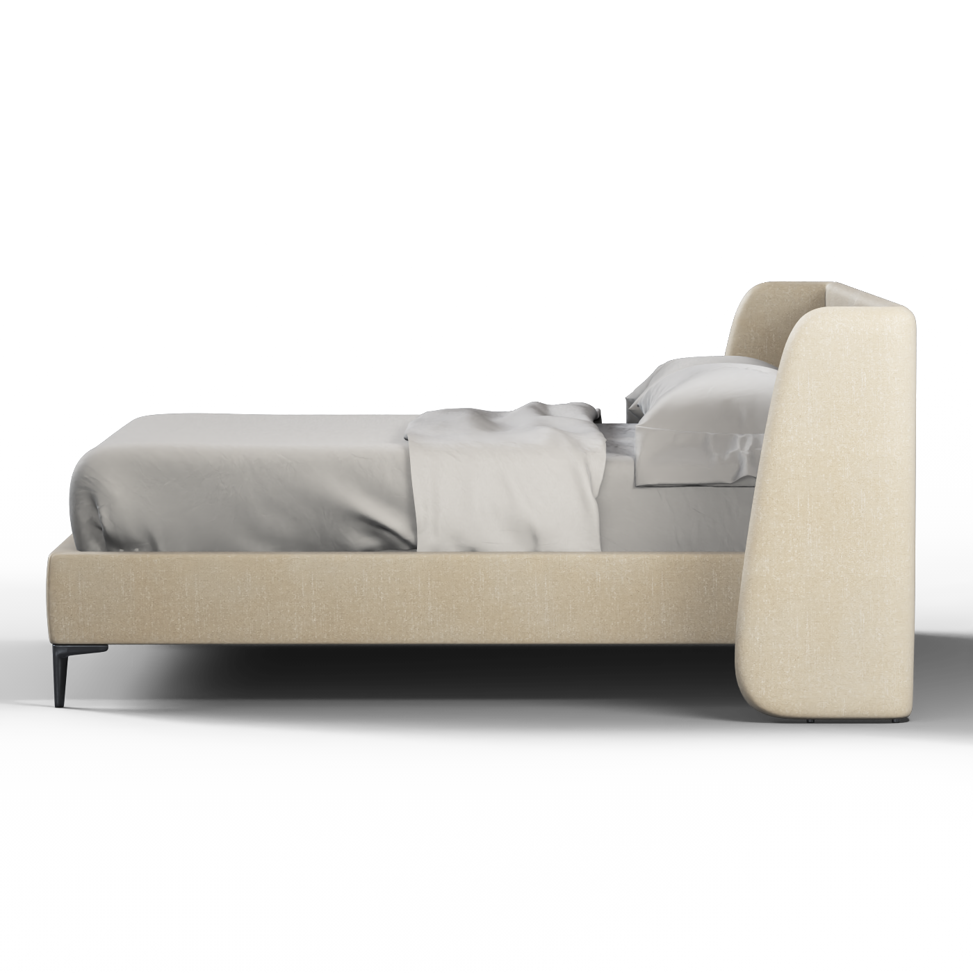 Abbey Uphlostered Bed with Structured Headboard and Refined Lines