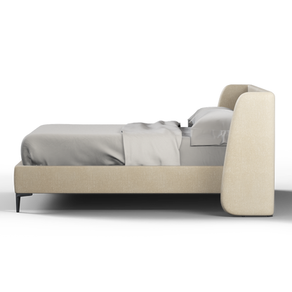 Abbey Uphlostered Bed with Structured Headboard and Refined Lines