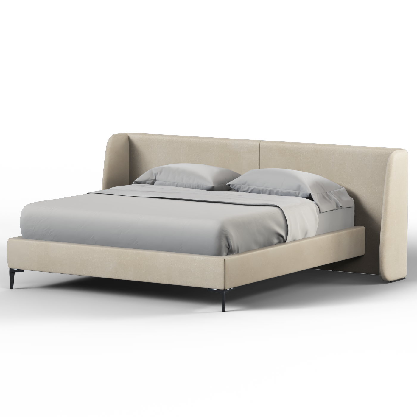 Abbey Uphlostered Bed with Structured Headboard and Refined Lines