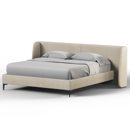 Abbey Uphlostered Bed with Structured Headboard and Refined Lines
