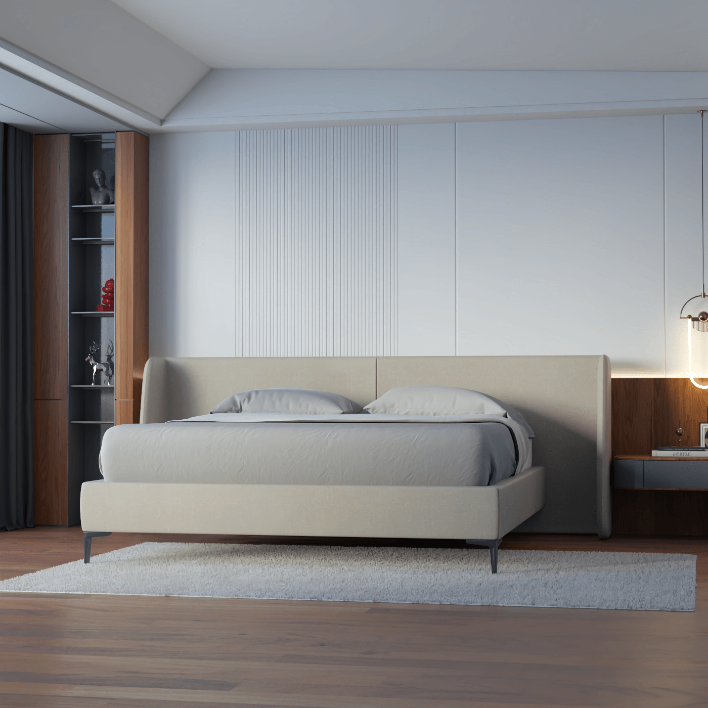 Abbey Uphlostered Bed with Structured Headboard and Refined Lines