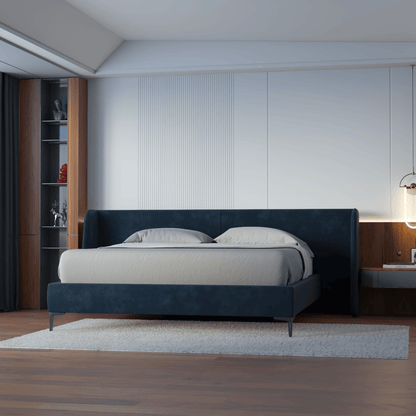 Abbey Uphlostered Bed with Structured Headboard and Refined Lines