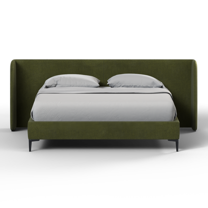 Abbey Uphlostered Bed with Structured Headboard and Refined Lines