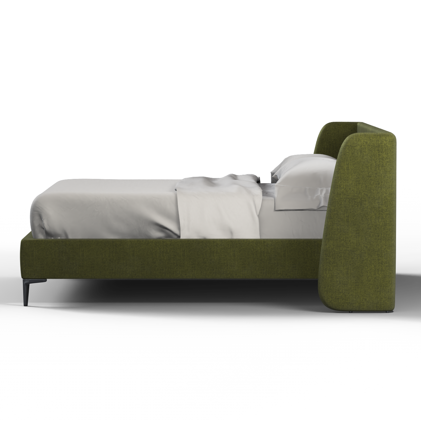 Abbey Uphlostered Bed with Structured Headboard and Refined Lines