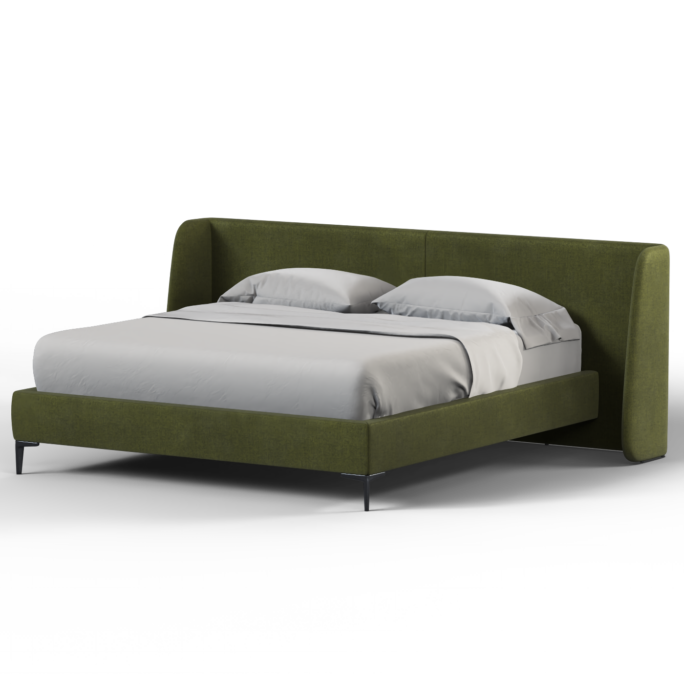 Abbey Uphlostered Bed with Structured Headboard and Refined Lines