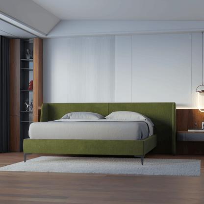 Abbey Uphlostered Bed with Structured Headboard and Refined Lines