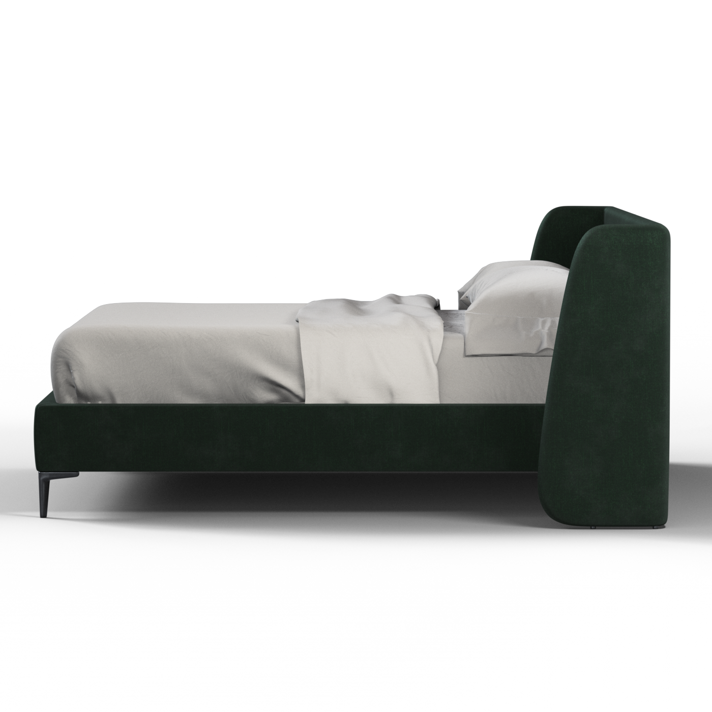 Abbey Uphlostered Bed with Structured Headboard and Refined Lines