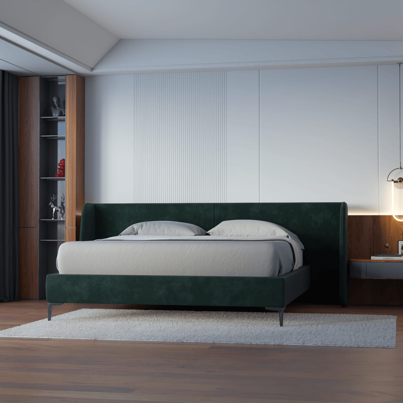 Abbey Uphlostered Bed with Structured Headboard and Refined Lines
