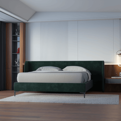 Abbey Uphlostered Bed with Structured Headboard and Refined Lines