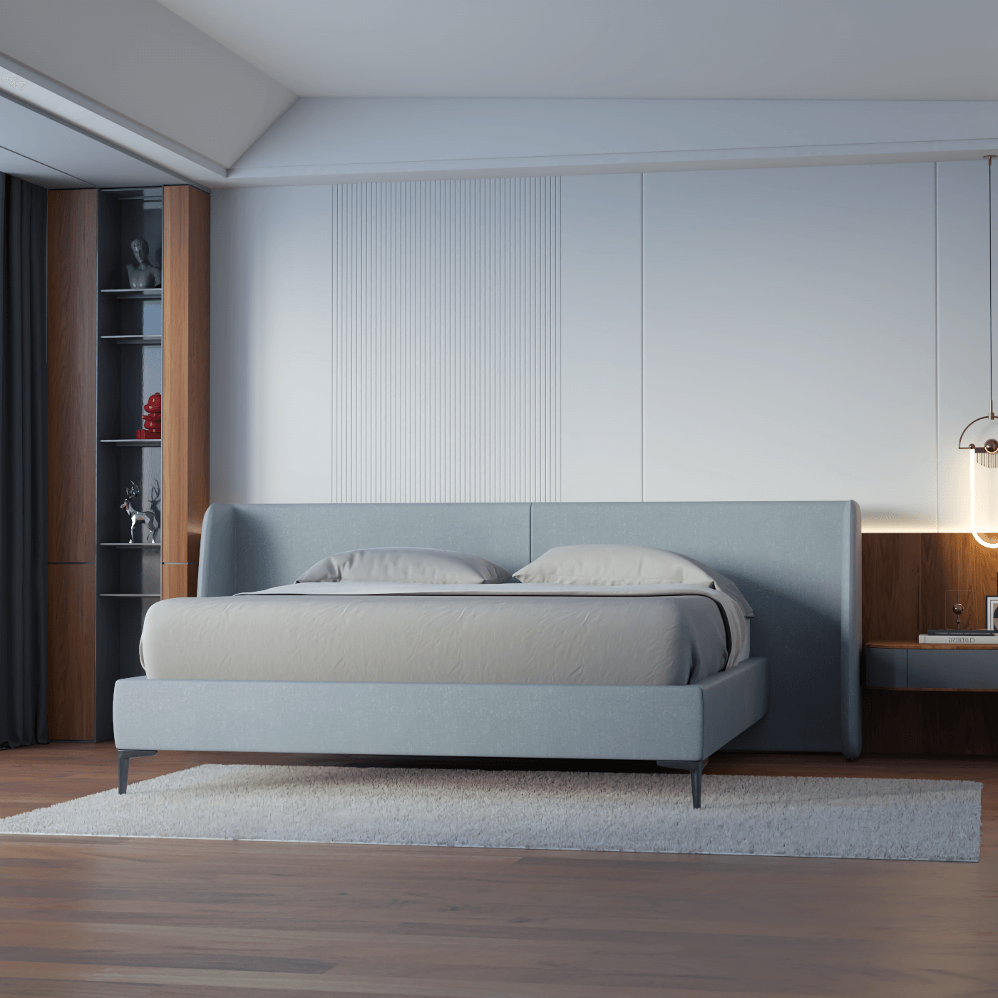 Abbey Uphlostered Bed with Structured Headboard and Refined Lines