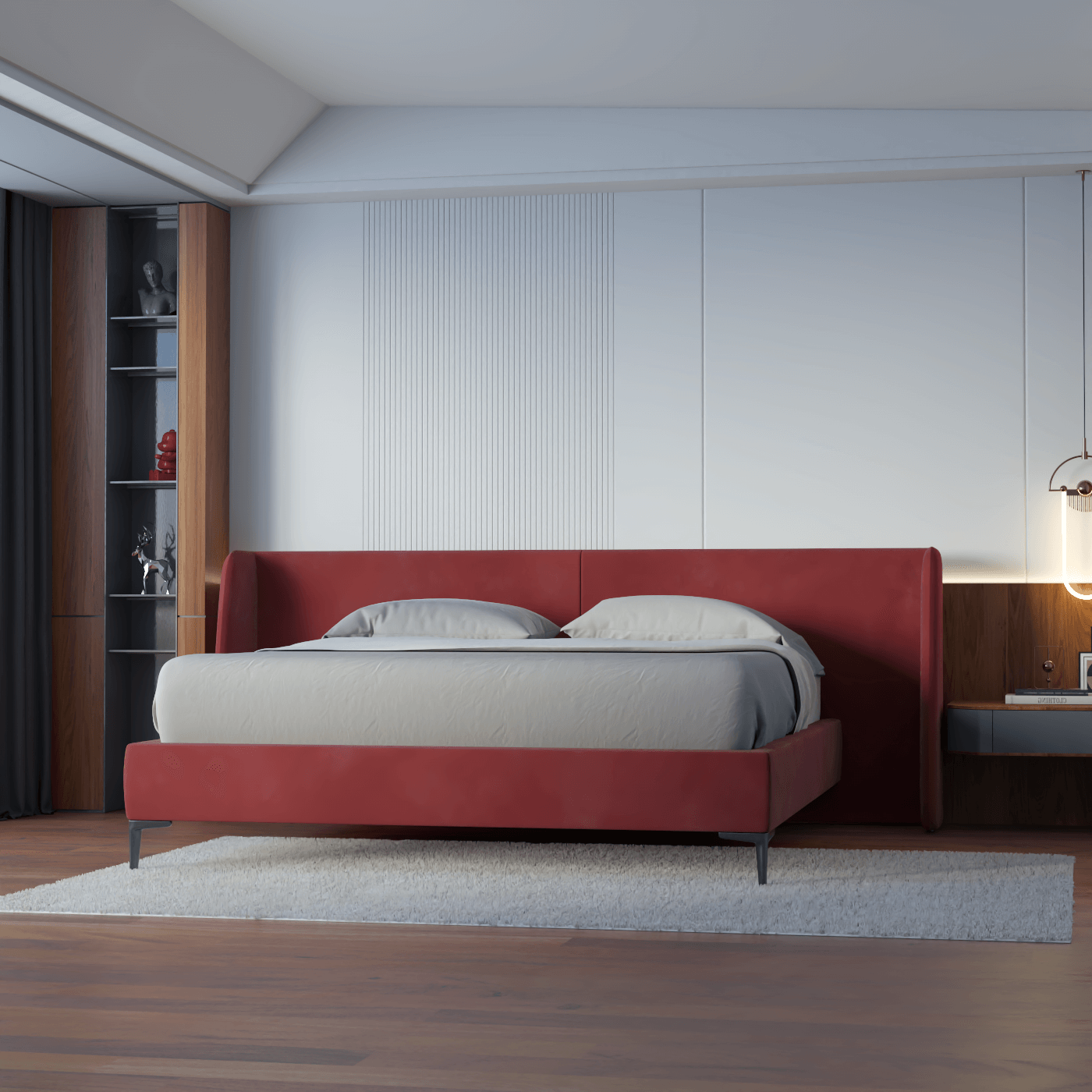 Abbey Uphlostered Bed with Structured Headboard and Refined Lines