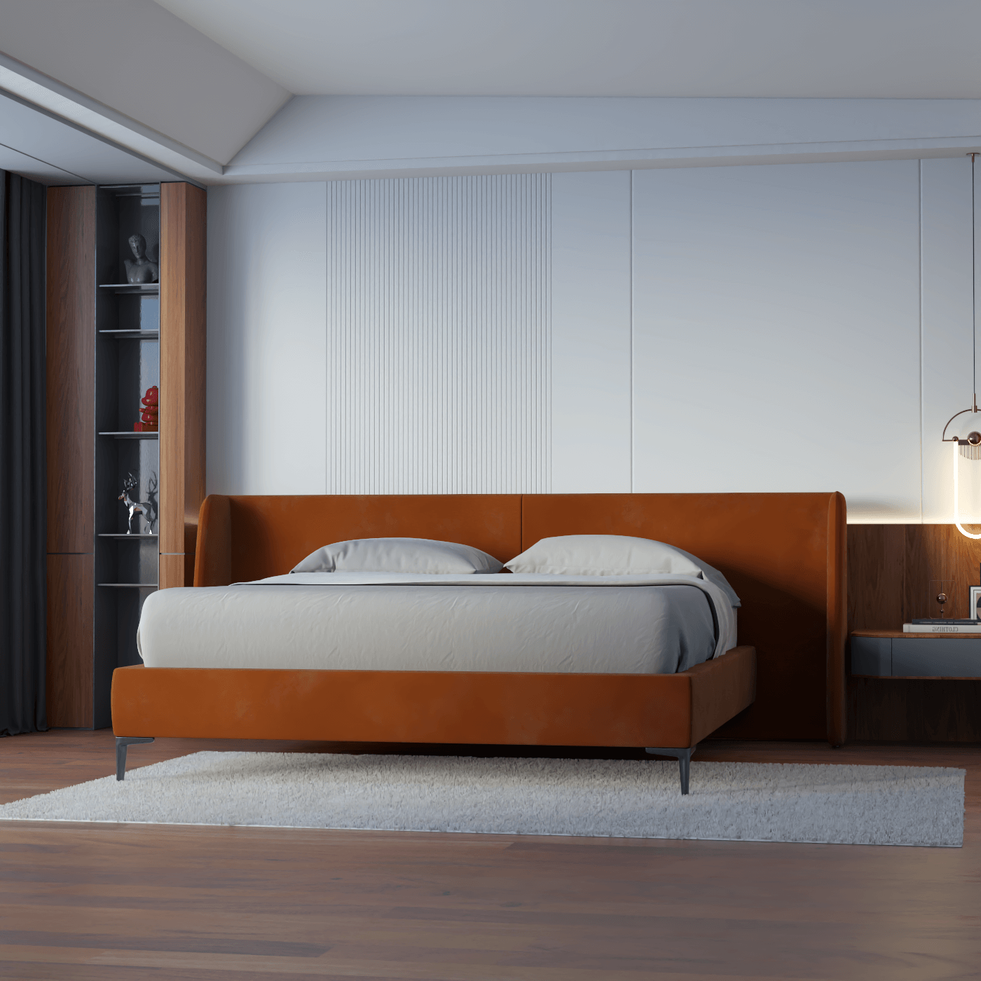 Abbey Uphlostered Bed with Structured Headboard and Refined Lines