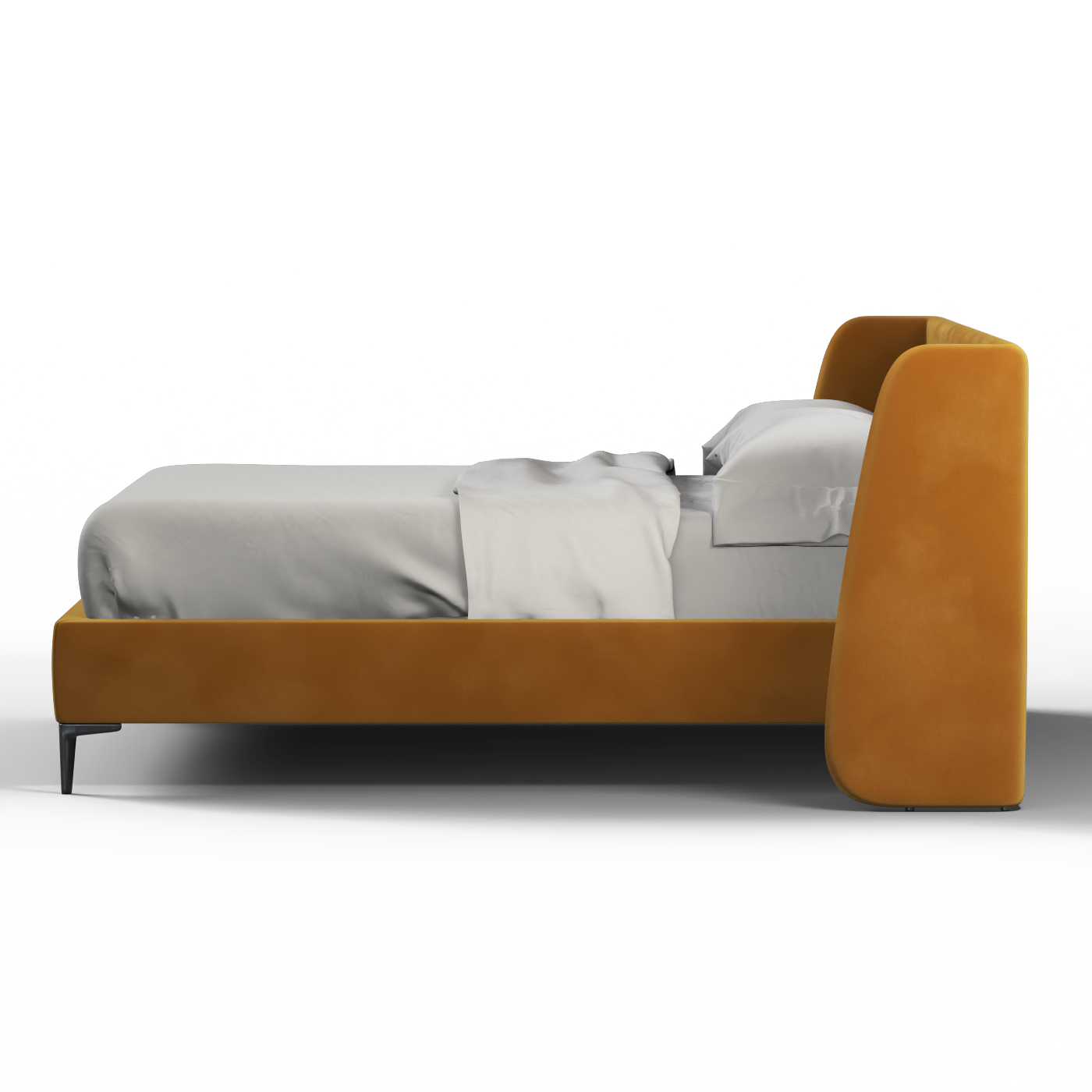 Abbey Uphlostered Bed with Structured Headboard and Refined Lines