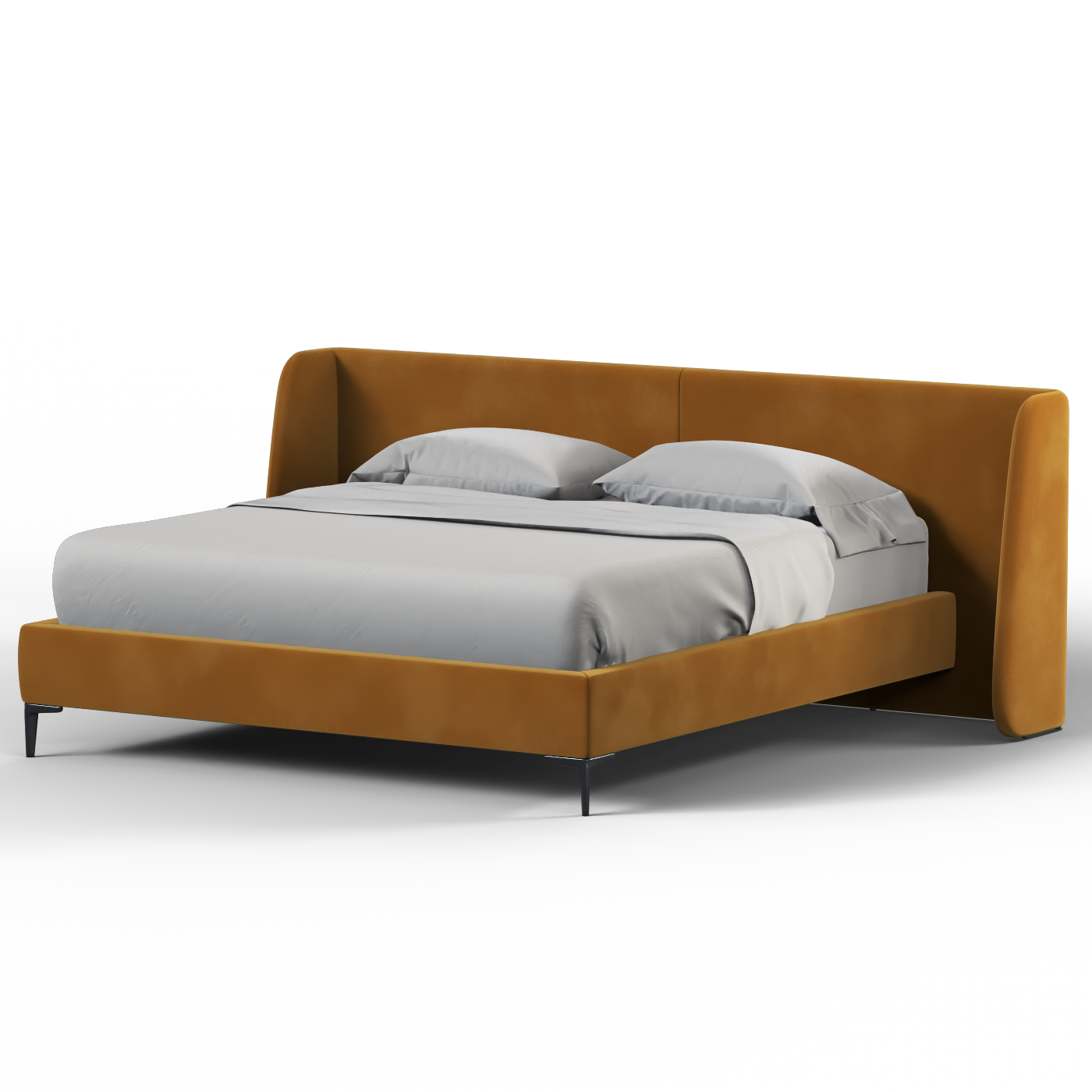 Abbey Uphlostered Bed with Structured Headboard and Refined Lines