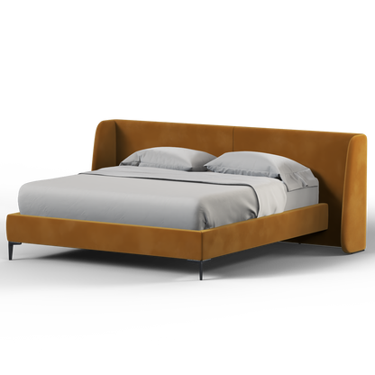 Abbey Uphlostered Bed with Structured Headboard and Refined Lines