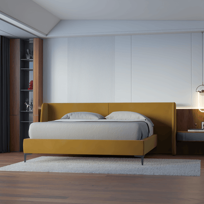 Abbey Uphlostered Bed with Structured Headboard and Refined Lines