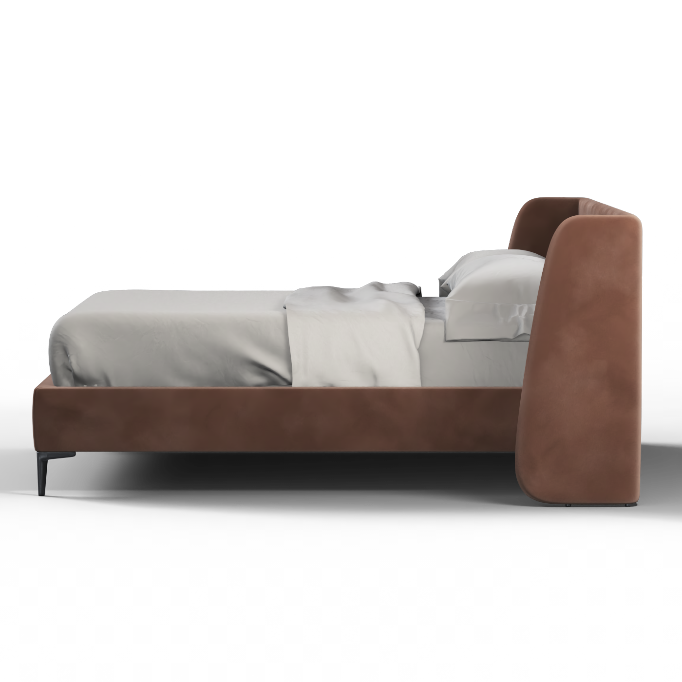 Abbey Uphlostered Bed with Structured Headboard and Refined Lines