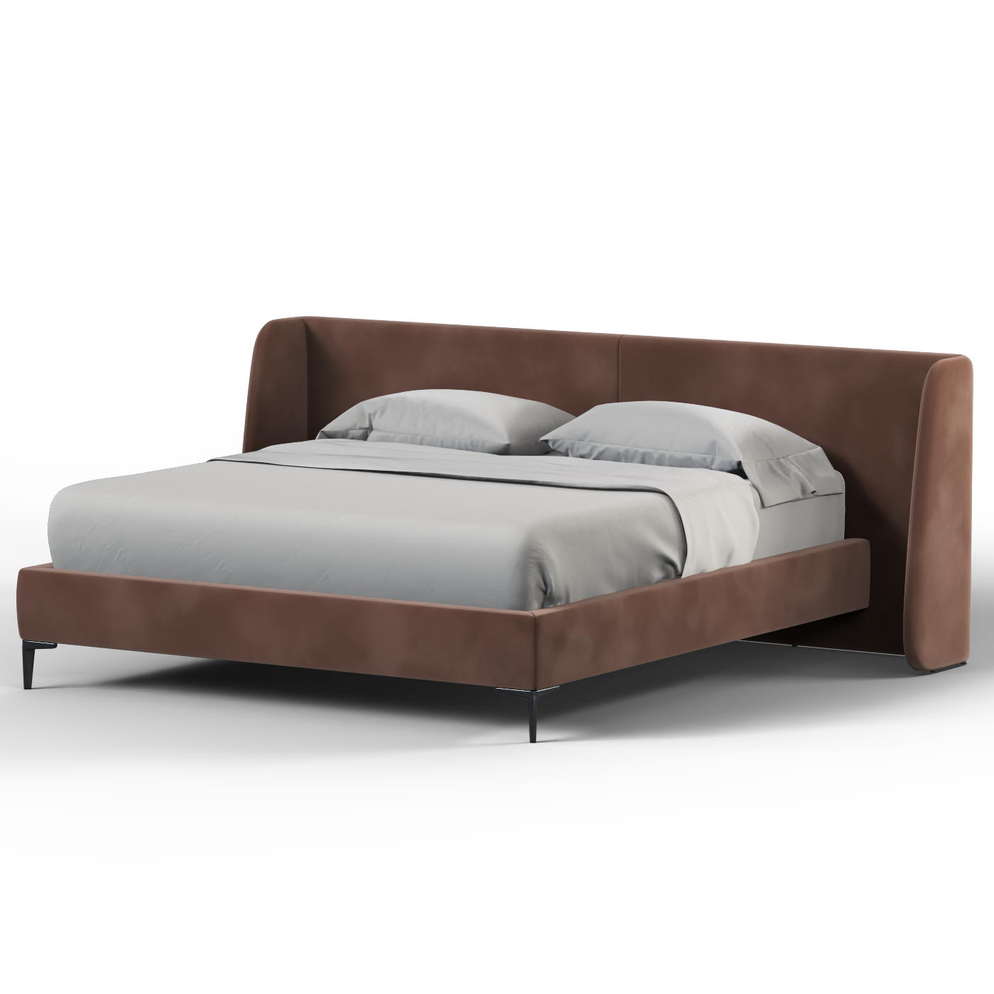 Abbey Uphlostered Bed with Structured Headboard and Refined Lines