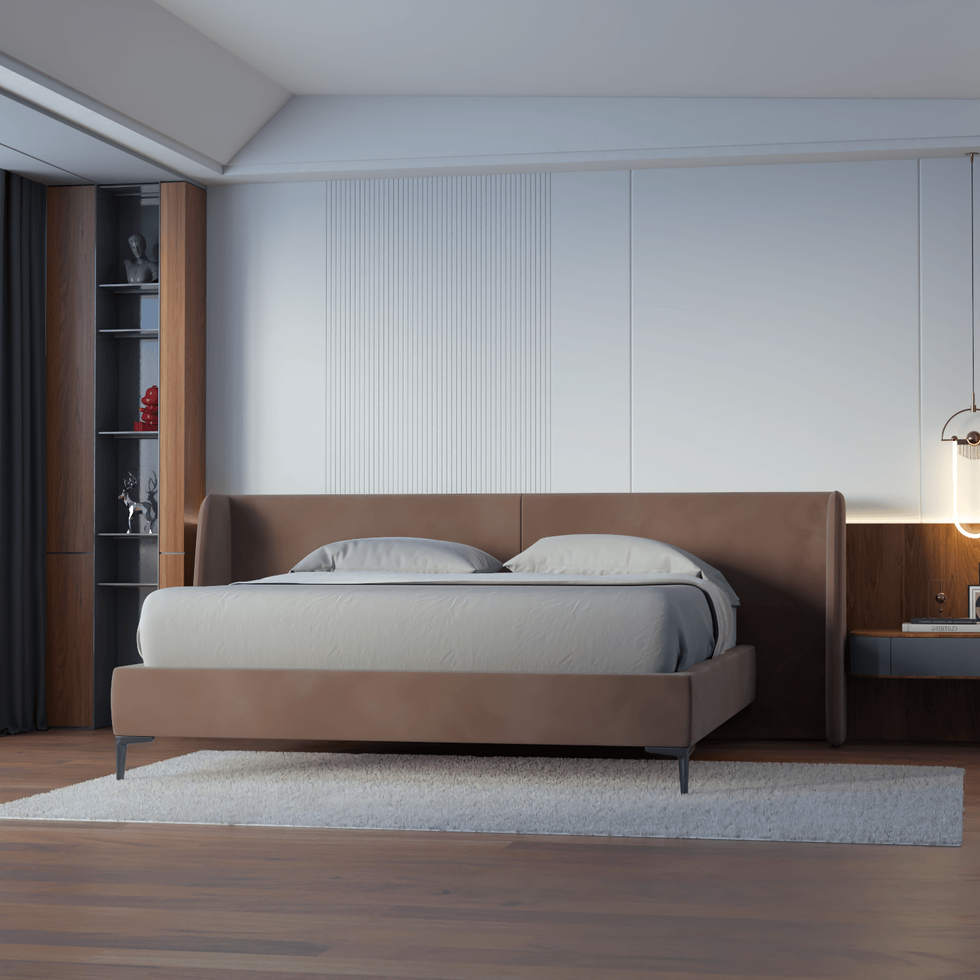 Abbey Uphlostered Bed with Structured Headboard and Refined Lines