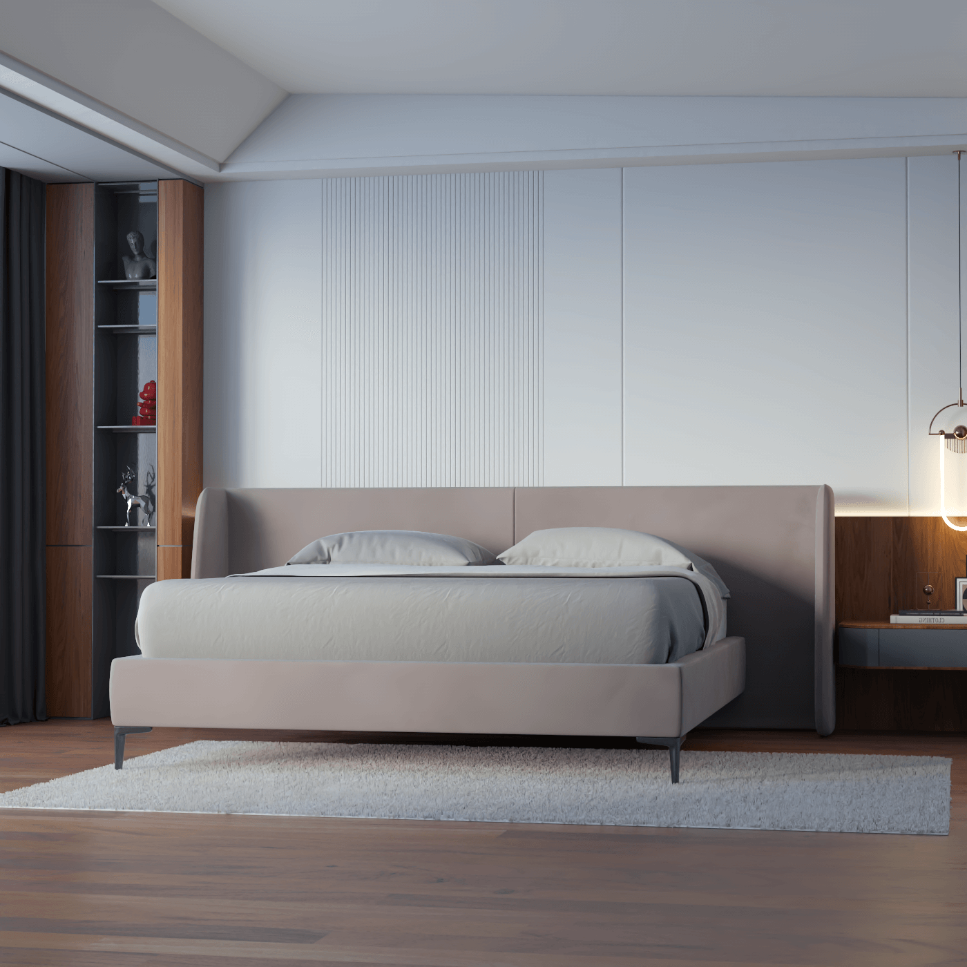 Abbey Uphlostered Bed with Structured Headboard and Refined Lines