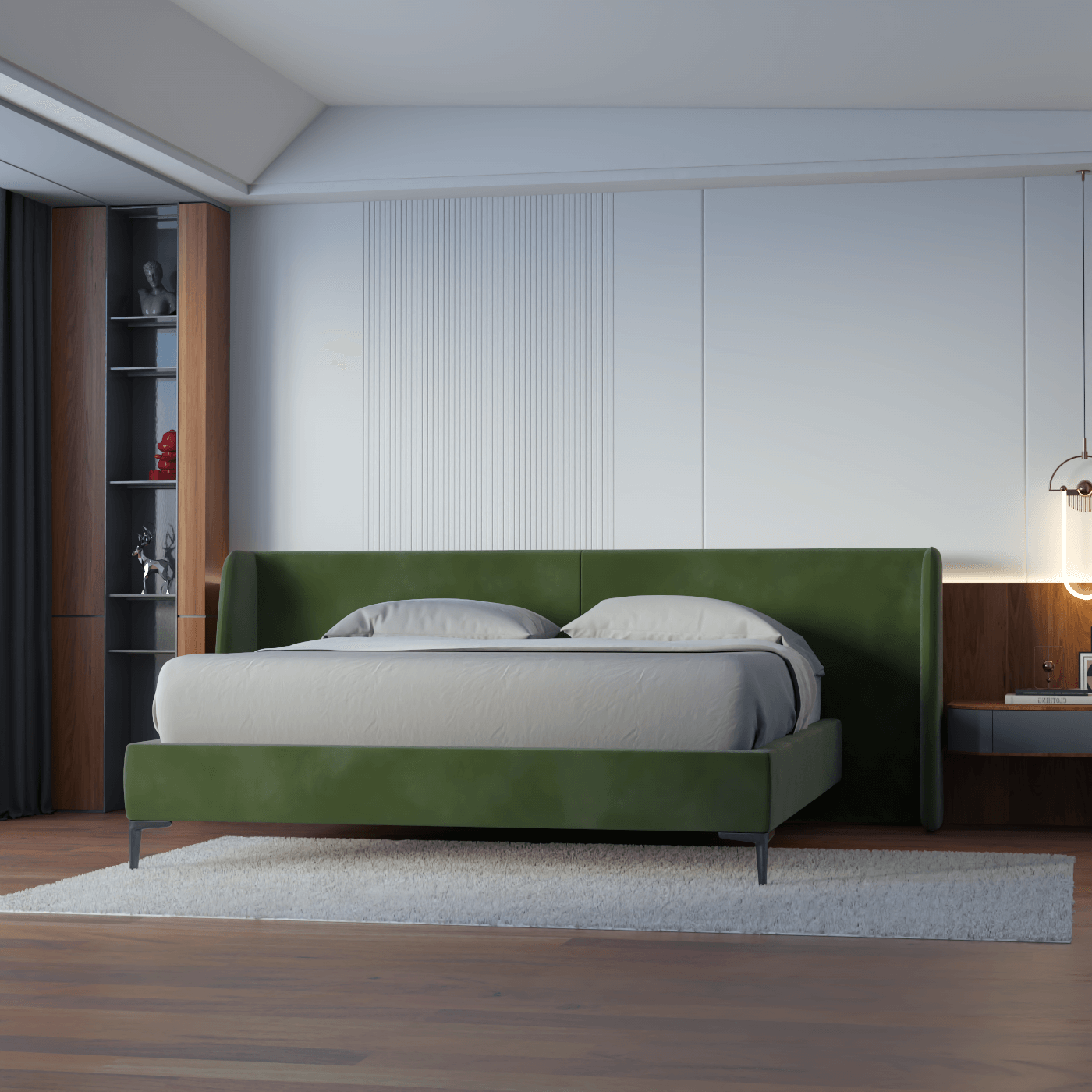 Abbey Uphlostered Bed with Structured Headboard and Refined Lines