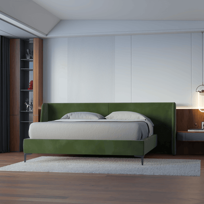 Abbey Uphlostered Bed with Structured Headboard and Refined Lines