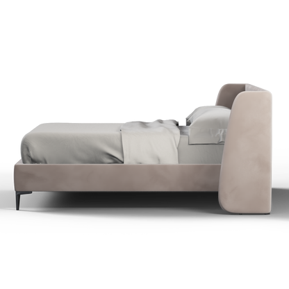 Abbey Uphlostered Bed with Structured Headboard and Refined Lines