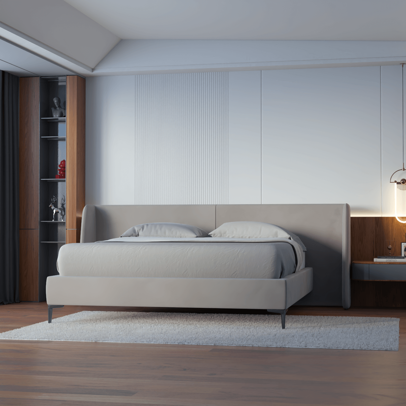 Abbey Uphlostered Bed with Structured Headboard and Refined Lines