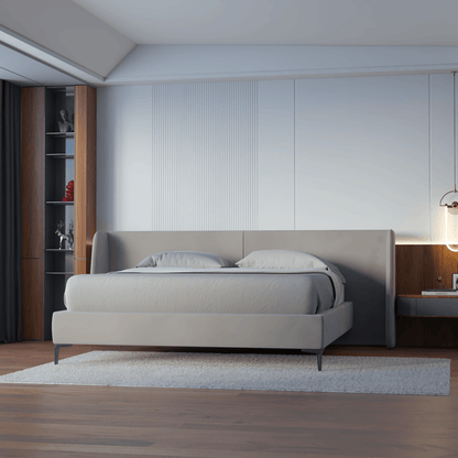 Abbey Uphlostered Bed with Structured Headboard and Refined Lines