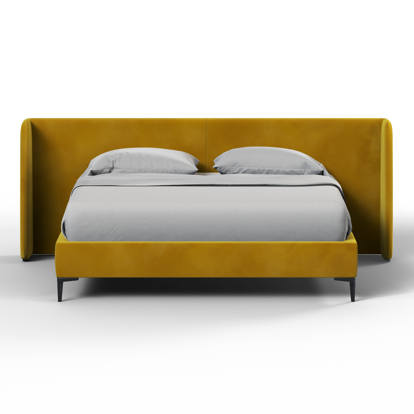 Abbey Uphlostered Bed with Structured Headboard and Refined Lines