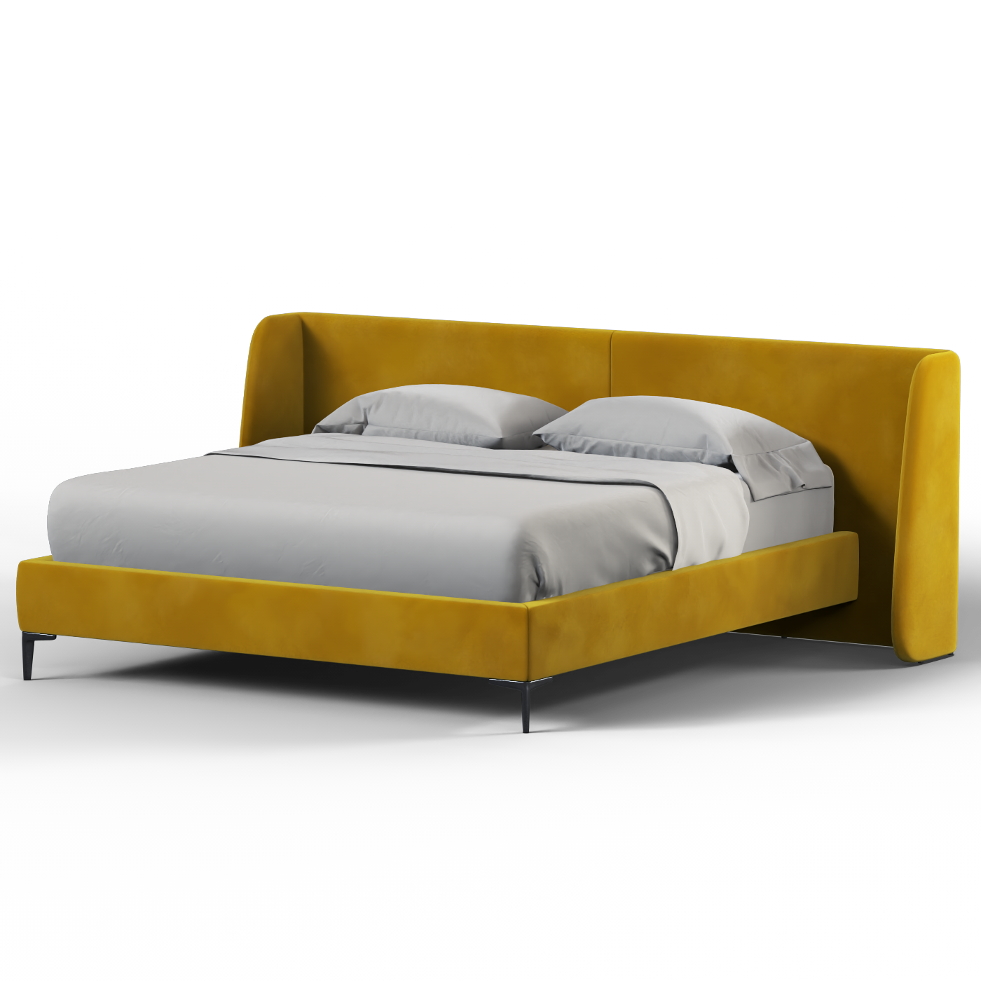 Abbey Uphlostered Bed with Structured Headboard and Refined Lines