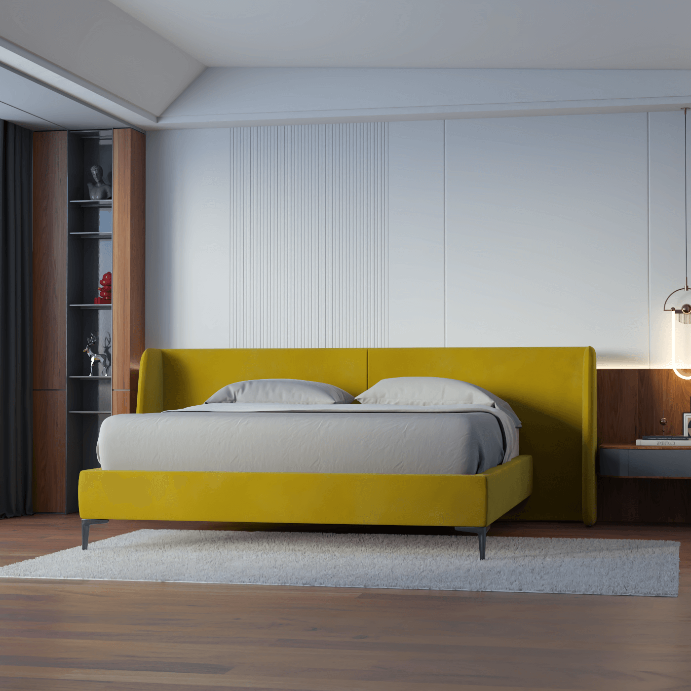 Abbey Uphlostered Bed with Structured Headboard and Refined Lines