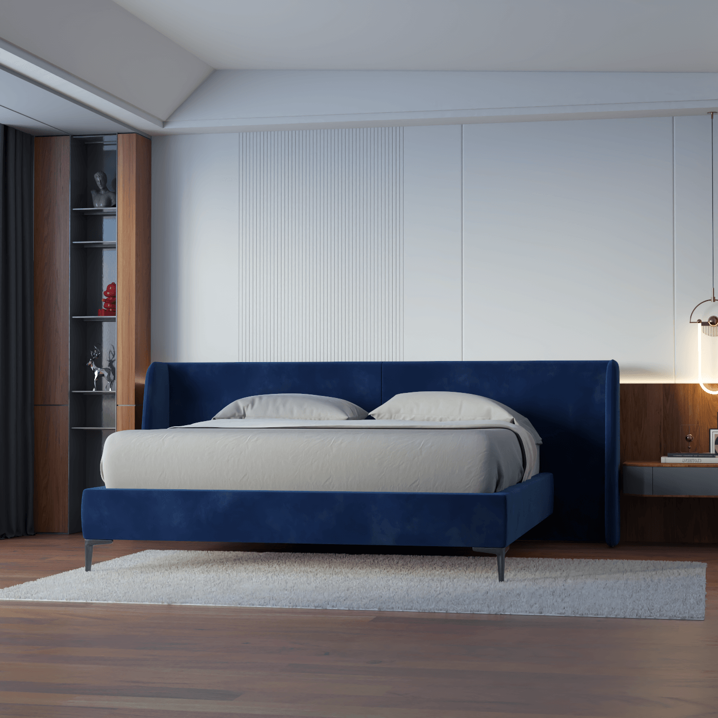 Abbey Uphlostered Bed with Structured Headboard and Refined Lines