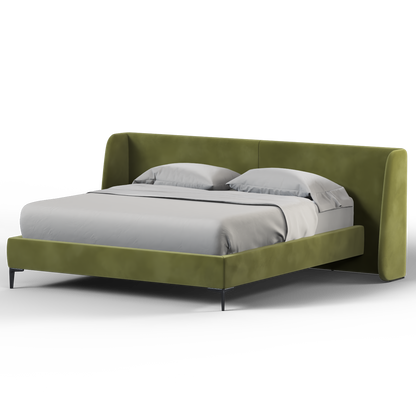 Abbey Uphlostered Bed with Structured Headboard and Refined Lines