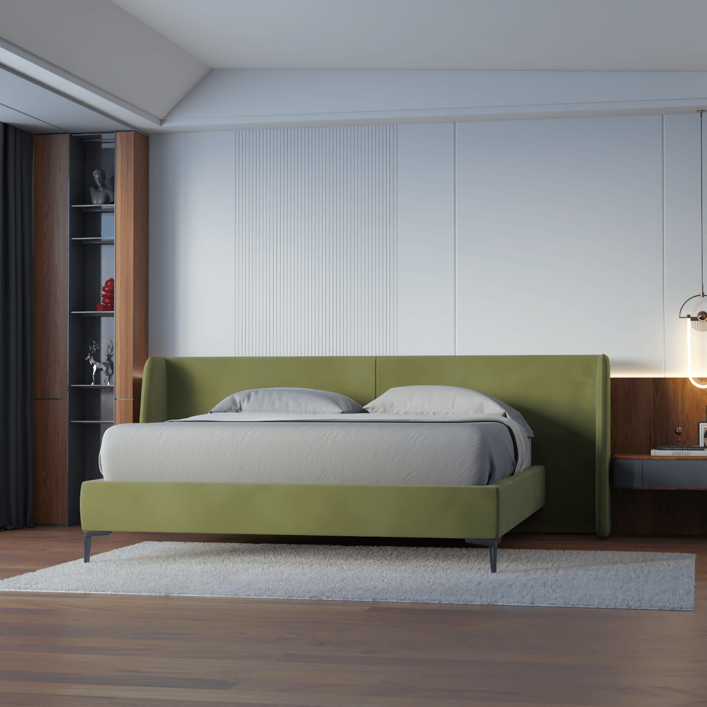 Abbey Uphlostered Bed with Structured Headboard and Refined Lines