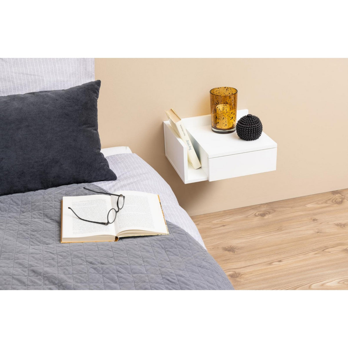Bedside Table Ashlan - White
