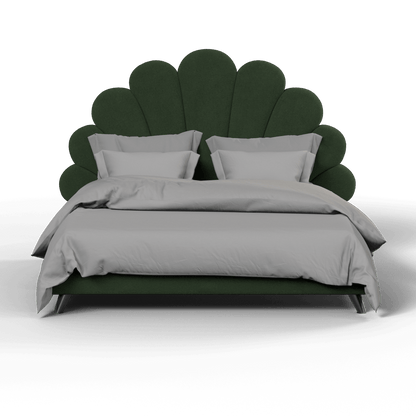 Evelina Curved Headboard Bed in Soft Upholstery