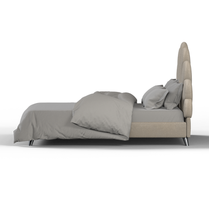 Evelina Curved Headboard Bed in Soft Upholstery