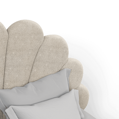 Evelina Curved Headboard Bed in Soft Upholstery