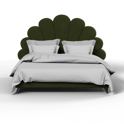 Evelina Curved Headboard Bed in Soft Upholstery