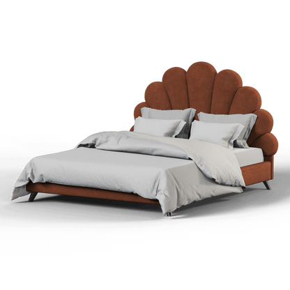 Evelina Curved Headboard Bed in Soft Upholstery