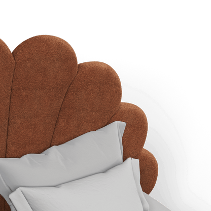 Evelina Curved Headboard Bed in Soft Upholstery