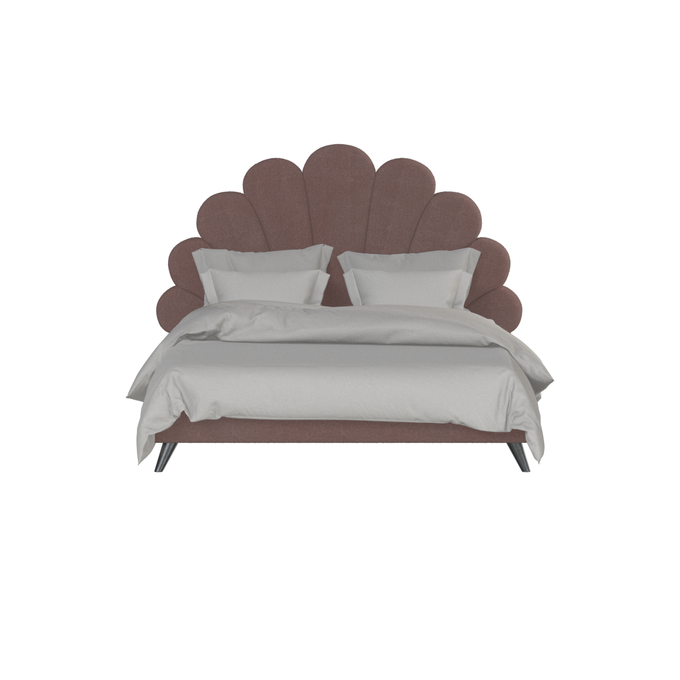 Evelina Curved Headboard Bed in Soft Upholstery