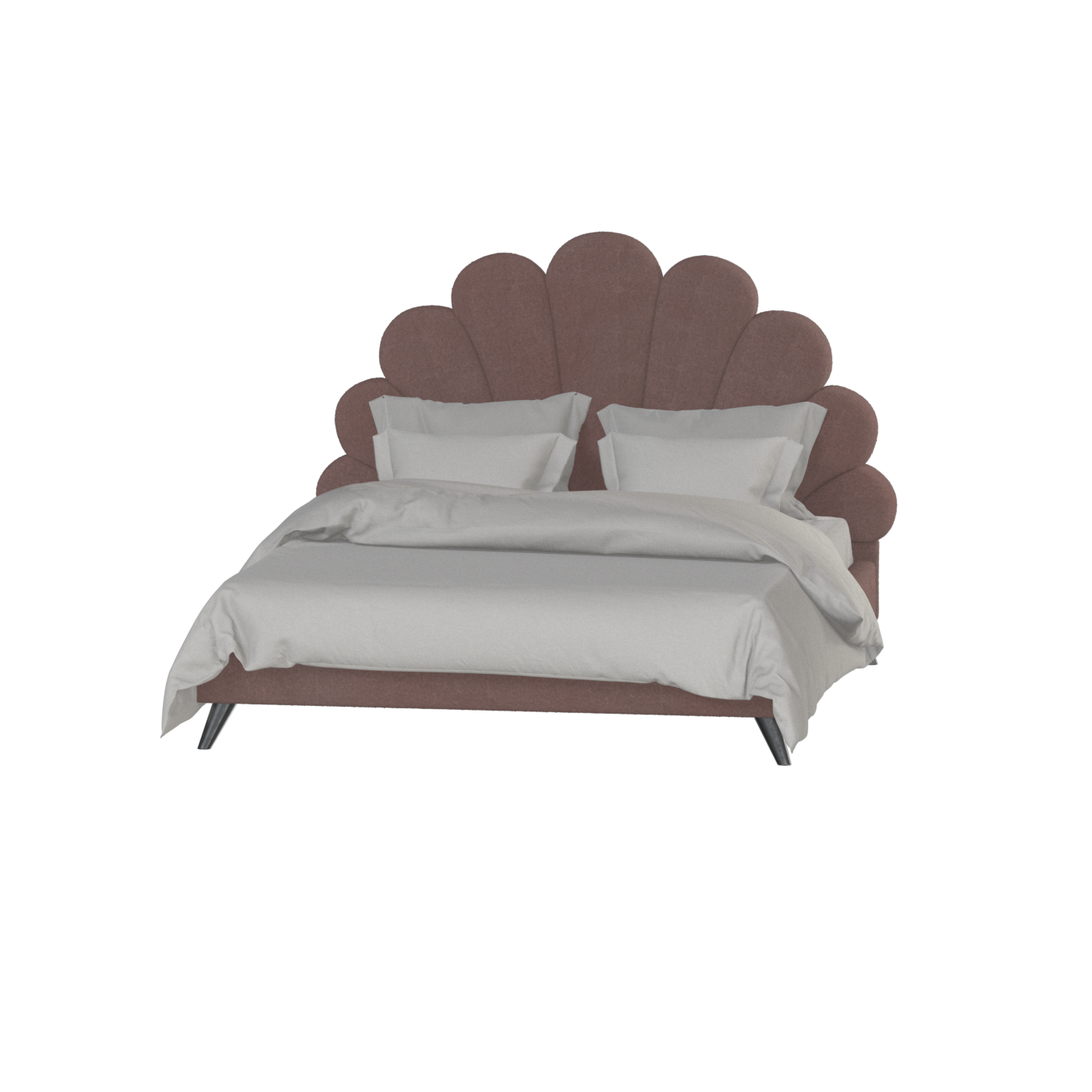 Evelina Curved Headboard Bed in Soft Upholstery