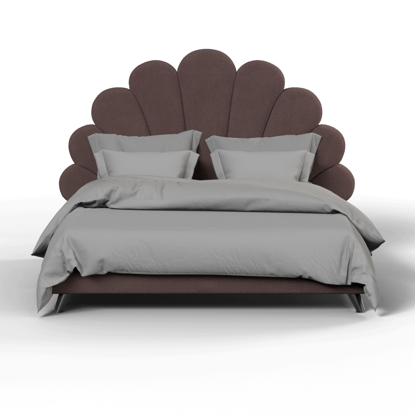 Evelina Curved Headboard Bed in Soft Upholstery