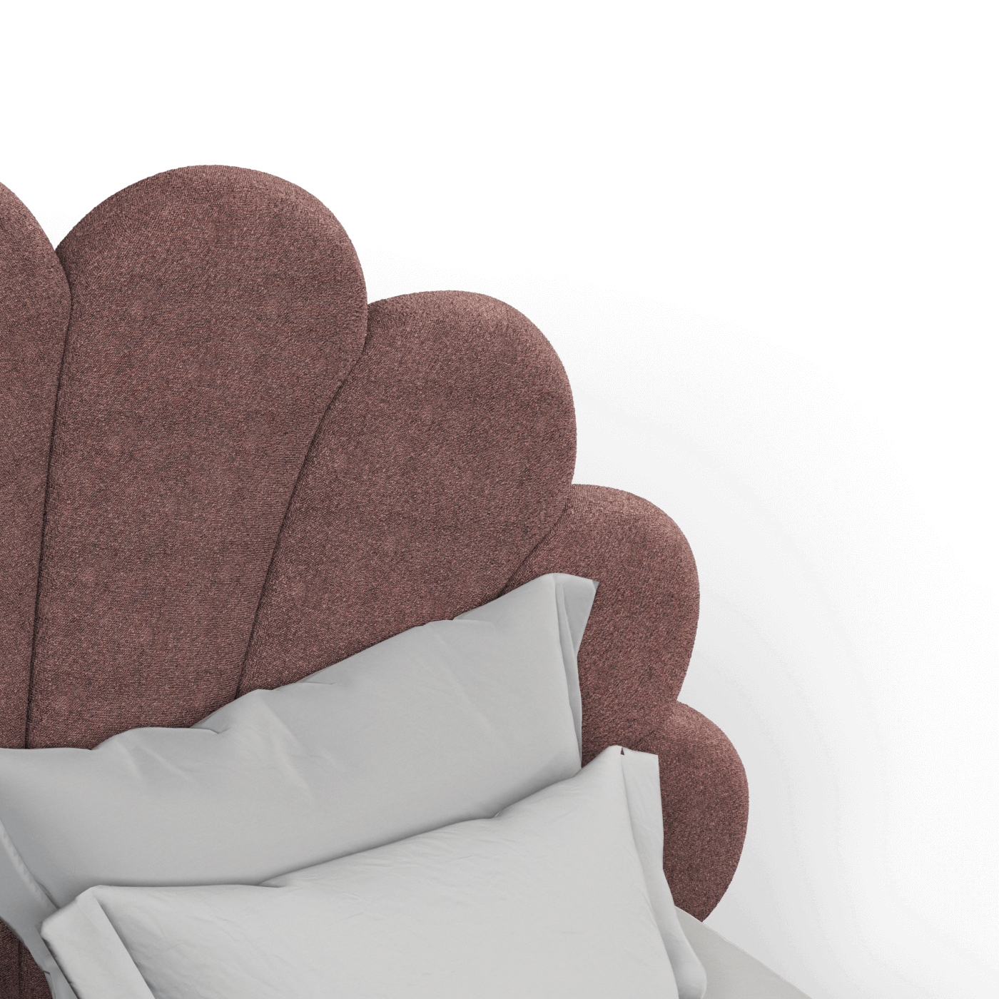 Evelina Curved Headboard Bed in Soft Upholstery