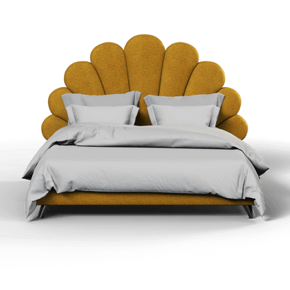 Evelina Curved Headboard Bed in Soft Upholstery